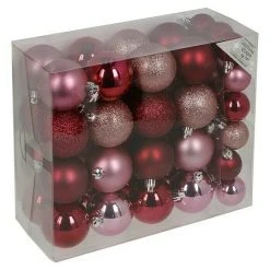 BAUHAUS Christbaumkugel-Mix Berry-Kiss Rosa, Kunststoff, Durchmesser: 4 Cm - 6 Cm, 50 Stk.