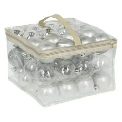 BAUHAUS Christbaumkugel-Mix Silber, Kunststoff, Durchmesser: 6 Cm, 48 Stk.