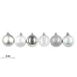 BAUHAUS Christbaumkugel-Mix Silber, Kunststoff, Durchmesser: 6 Cm, 48 Stk. -Jalousien Verkäufe 12 361