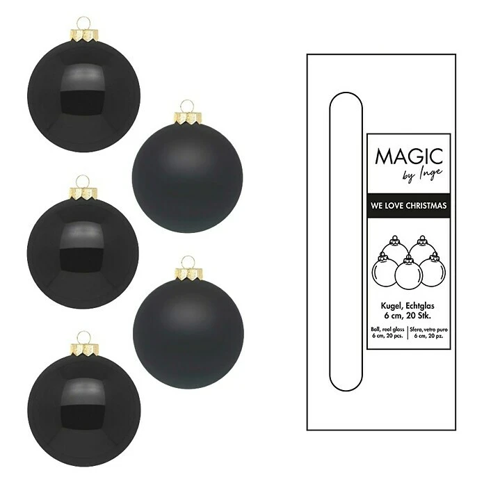 BAUHAUS Weihnachtskugeln 20 Stk., Durchmesser: 6 Cm, Ebony Black, Glas 4 BAUHAUS Weihnachtskugeln 20 Stk., Durchmesser: 6 Cm, Ebony Black, Glas – Bild 2