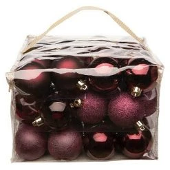BAUHAUS Christbaumkugel-Mix Bordeaux, Kunststoff, Durchmesser: 6 Cm, 48 Stk.