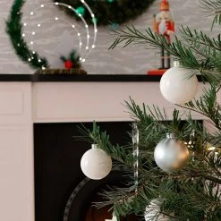 BAUHAUS Christbaumkugel Just White, Glas, Durchmesser: 6 Cm