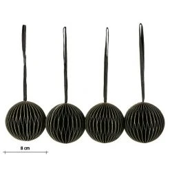 BAUHAUS Weihnachtskugeln Schwarz, Durchmesser: 8 Cm, 4 Stk., Papier