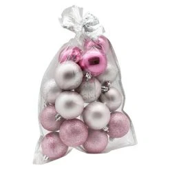 BAUHAUS Christbaumkugel-Mix Im Geschenkbeutel Rosa, Kunststoff, Durchmesser: 6 Cm, 20 Stk.