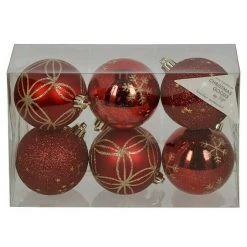 BAUHAUS Christbaumkugel-Mix Rot - Gold, Kunststoff, Durchmesser: 8 Cm, 6 Stk. -Jalousien Verkäufe 12 615