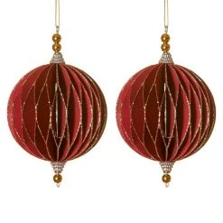 BAUHAUS Christbaumschmuck Papierkugeln Bordeaux, Papier, 2 Stk.