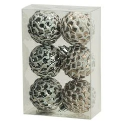 BAUHAUS Christbaumkugel Tannenzapfen Silber, Kunststoff, Durchmesser: 6 Cm, 6 Stk. -Jalousien Verkäufe 12 701