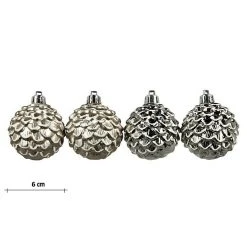 BAUHAUS Christbaumkugel Tannenzapfen Silber, Kunststoff, Durchmesser: 6 Cm, 6 Stk. -Jalousien Verkäufe 12 702
