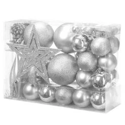 BAUHAUS Weihnachtskugeln Silber, Kunststoff