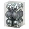 BAUHAUS Christbaumkugel-Mix Silber, Kunststoff, Durchmesser: 6 Cm, 12 Stk.