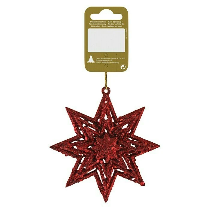 BAUHAUS Christbaumschmuck Glitzerstern Rot, Kunststoff, Eckig 3 BAUHAUS Christbaumschmuck Glitzerstern Rot, Kunststoff, Eckig