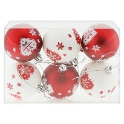 BAUHAUS Weihnachtskugeln 6 Stk., Durchmesser: 6 Cm, Rot, Kunststoff